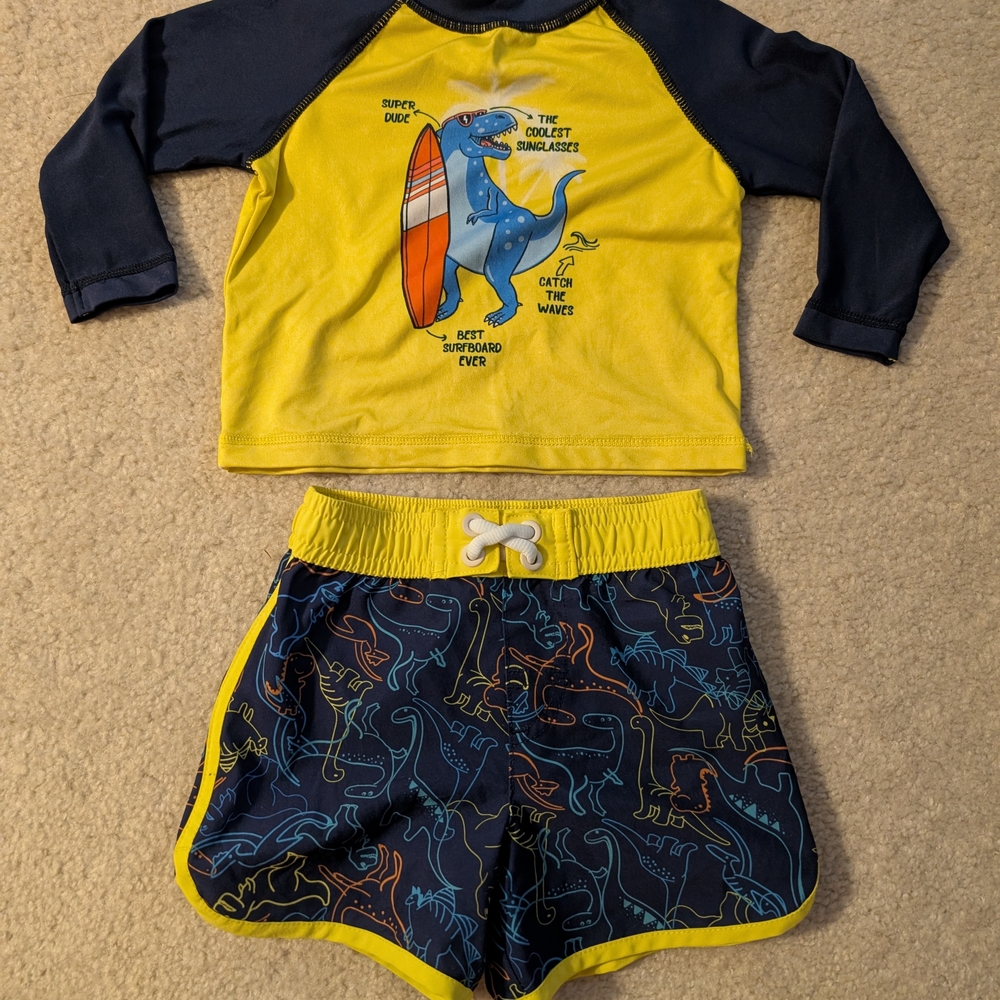 Yellow and Navy Dinosaur Swim Set